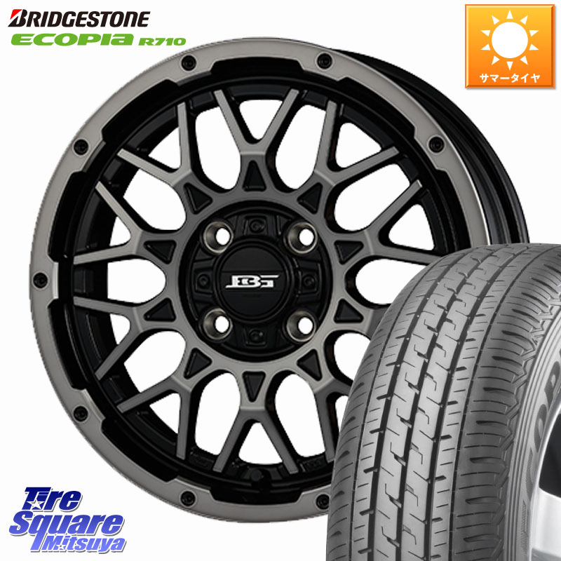 KOSEI BOTTOMGARCIA SHADOWBAHT ホイール 14インチ 14 X 4.5J +45 4穴 100 ブリヂストン ECOPIA R710 サマータイヤ 165/80R14 97*95 ハイゼット アゲトラCustom車用※軽自動車専用ホイール※
