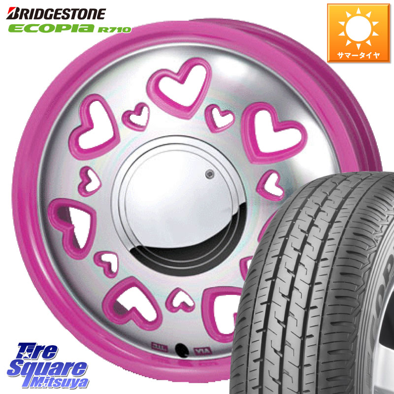MONZA K Quty キューティー ホイール 14インチ 14 X 4.5J +43 4穴 100 ブリヂストン ECOPIA R710 サマータイヤ 155/80R14 88*86 ハイゼット アゲトラCustom車用※軽自動車専用ホイール※