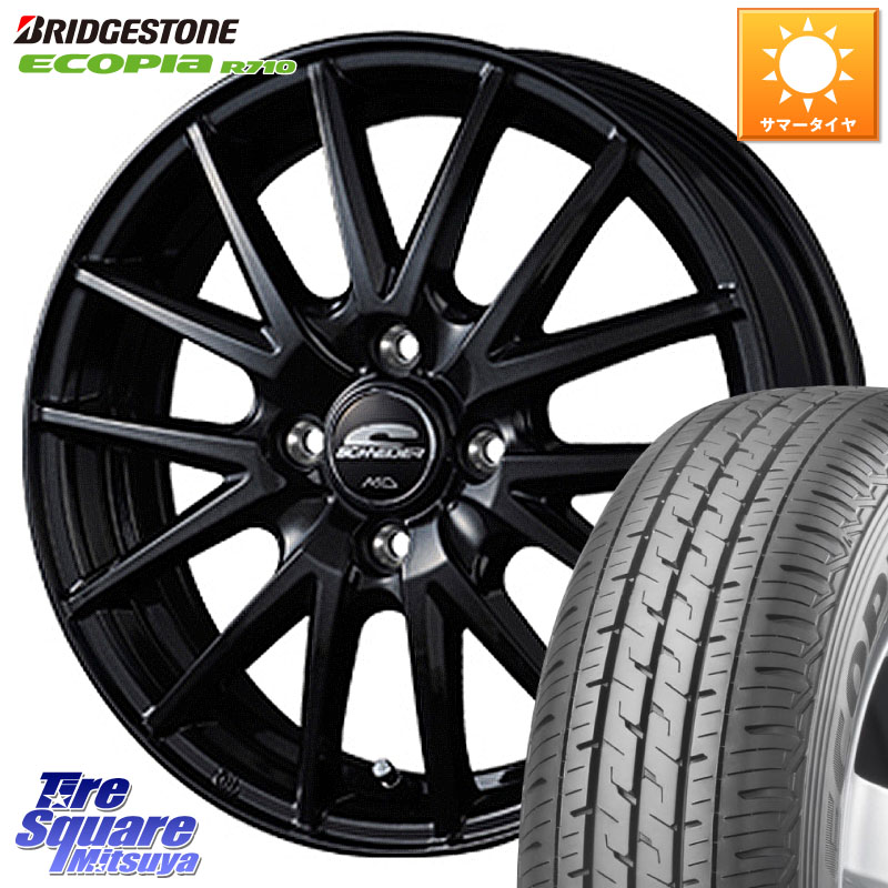 MANARAY MID SCHNEIDER SQ27 ブラック ホイール 14インチ 14 X 4.5J +45 4穴 100 ブリヂストン ECOPIA R710 サマータイヤ 155/80R14 88*86 ハイゼット アゲトラCustom車用※軽自動車専用ホイール※