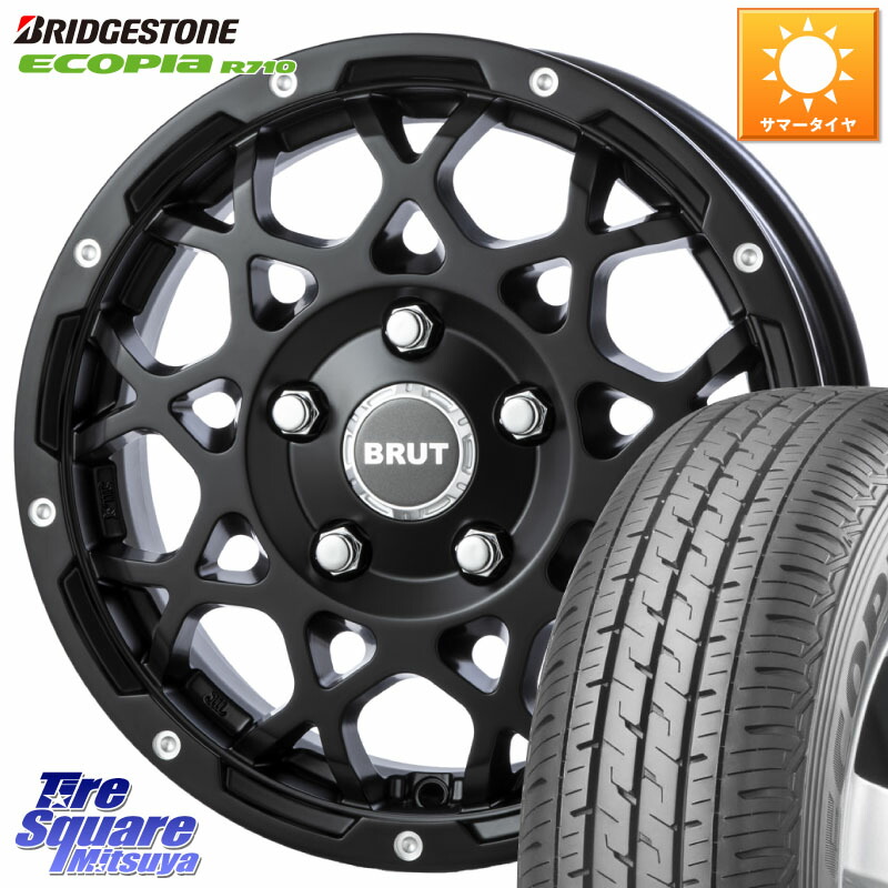 BRUT ブルート BR-55 BR55 ミルドサティンブラック 14インチ 14 X 5.0J +48 5穴 114.3 ブリヂストン ECOPIA R710 サマータイヤ 175/80R14 99*98