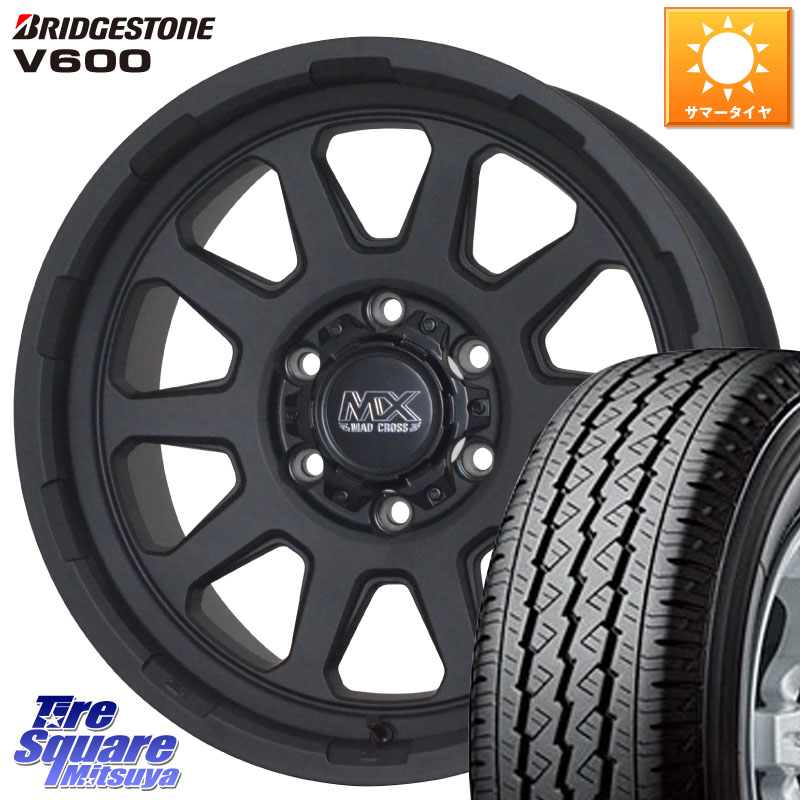 HotStuff マッドクロス レンジャー ブラック ホイール 15インチ 15 X 6.0J +33 6穴 139.7 ブリヂストン V600 サマータイヤ 107/105 195/80R15 107*105 200系ハイエース