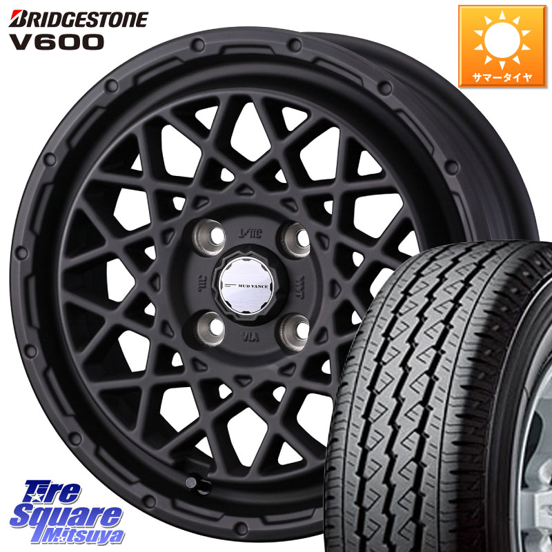 WEDS 41149 マッドヴァンス MUD VANCE 09 ホイール 14インチ 14 X 4.5J +45 4穴 100 ブリヂストン V600 サマータイヤ 155/80R14 88*86 ハイゼット アゲトラCustom車用※軽自動車専用ホイール※