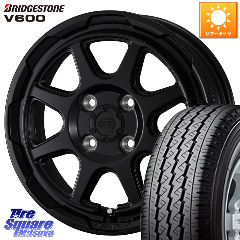 WEDS STADTBERGE BLK スタットベルク ホイール 14インチ 14 X 4.5J +45 4穴 100 ブリヂストン V600 サマータイヤ 165/80R14 97*95 ハイゼット アゲトラCustom車用※軽自動車専用ホイール※