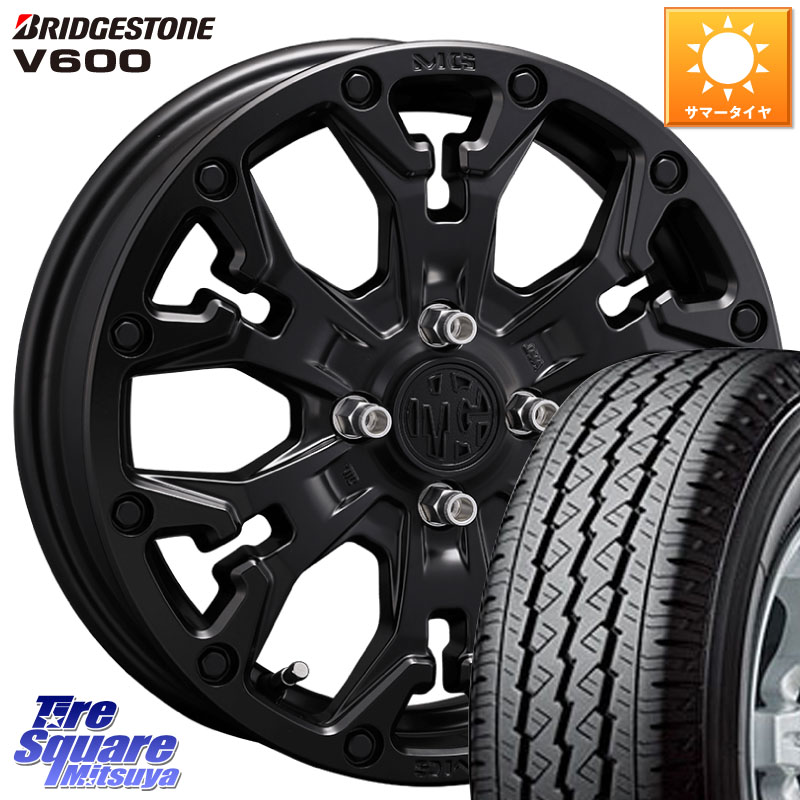 CRIMSON MG GOLEM Jr ホイール 14インチ 14 X 4.5J +43 4穴 100 ブリヂストン V600 サマータイヤ 165/80R14 97*95 ハイゼット アゲトラCustom車用※軽自動車専用ホイール※