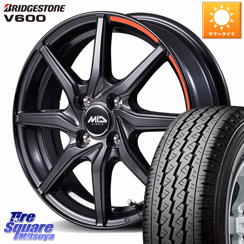 ブリヂストン V600 サマータイヤ 165/80R14 97*95MANARAY MID RX810 ACTIVE BLACK ホイール 14インチ 14X4.5J 45 4穴 100 ハイゼットアゲトラCustom車用※軽自動車専用ホイール※|タイヤスクエアミツヤ