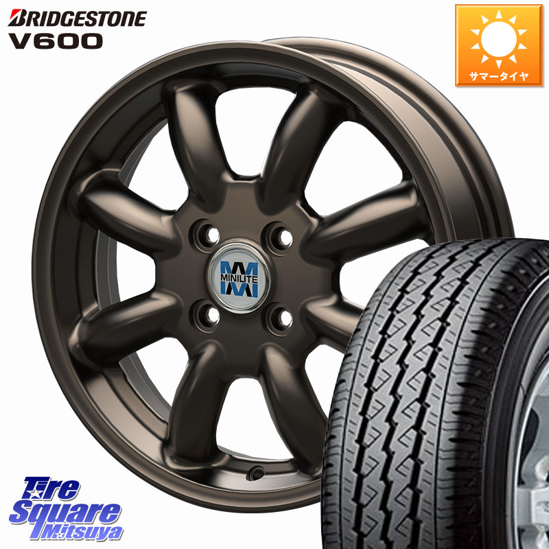 KOSEI MINILITE ブロンズ ホイール 14インチ ミニライト 14 X 4.5J +45 4穴 100 ブリヂストン V600 サマータイヤ 165/80R14 97*95 ハイゼット アゲトラCustom車用※軽自動車専用ホイール※