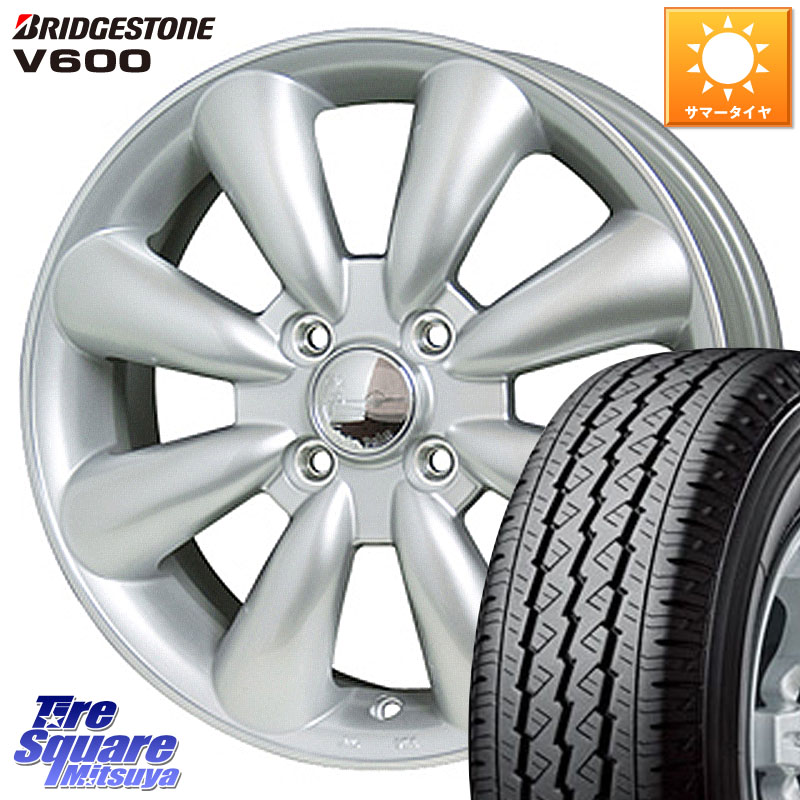 ブリヂストン V600 サマータイヤ 165/80R14 97*95HotStuff ララパーム KC-8 lala Palm KC8 SIL ホイール 14インチ 14X4.5J 43 4穴 100 ハイゼットアゲトラCustom車用※軽自動車専用ホイール※｜タイヤスクエアミツヤ