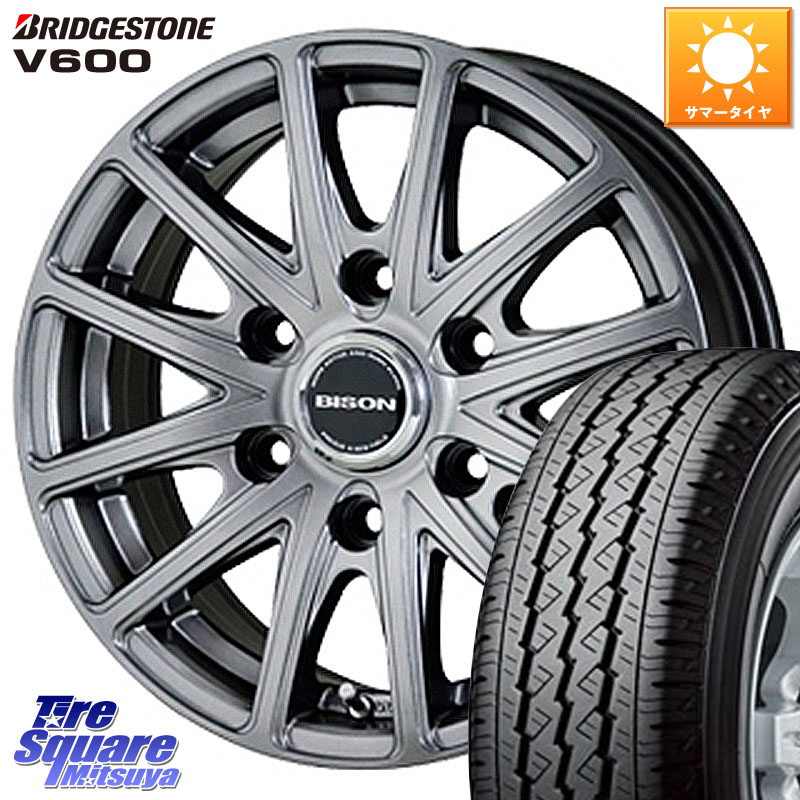 ブリヂストン V600 サマータイヤ 107/105 195/80R15 107*105HotStuff BISON バイソン BN-01 BN01 ホイール 15インチ 15X6.0J 33 6穴 139.7 200系ハイエース|タイヤスクエアミツヤ