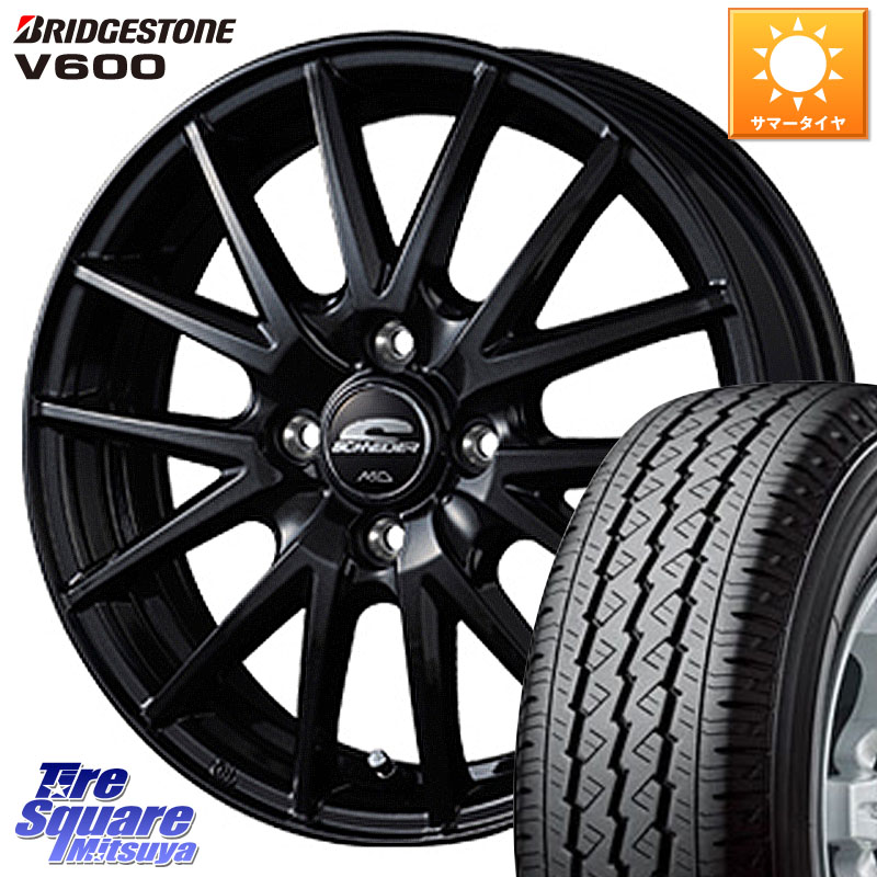 MANARAY MID SCHNEIDER SQ27 ブラック ホイール 14インチ 14 X 4.5J +45 4穴 100 ブリヂストン V600 サマータイヤ 165/80R14 97*95 ハイゼット アゲトラCustom車用※軽自動車専用ホイール※
