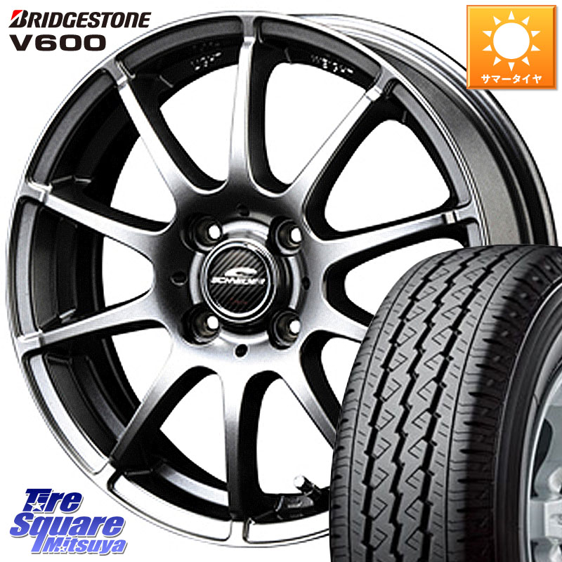 MANARAY MID SCHNEIDER StaG スタッグ ホイール 14インチ 14 X 4.5J +43 4穴 100 ブリヂストン V600 サマータイヤ 155/80R14 88*86 ハイゼット アゲトラCustom車用※軽自動車専用ホイール※