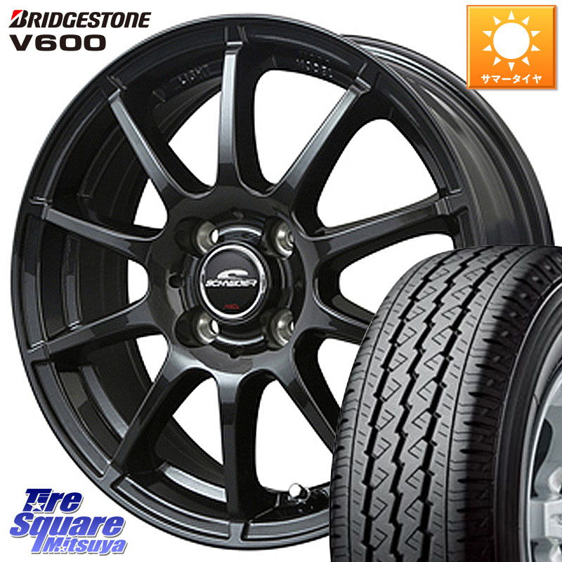 MANARAY MID SCHNEIDER StaG スタッグ ガンメタ ホイール 14インチ 14 X 4.5J +43 4穴 100 ブリヂストン V600 サマータイヤ 155/80R14 88*86 ハイゼット アゲトラCustom車用※軽自動車専用ホイール※