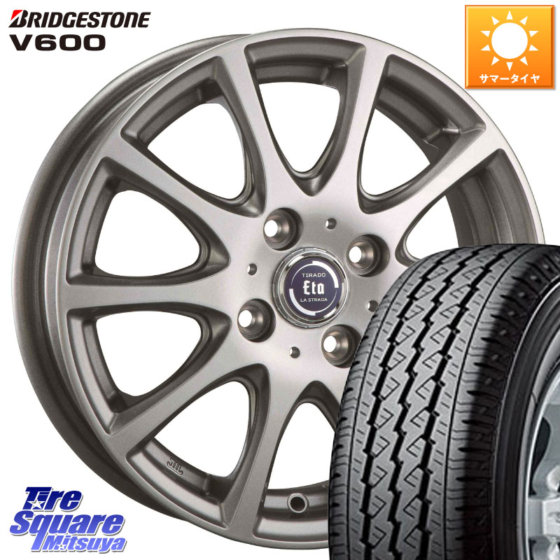 阿部商会 ティラード イータ 13 X 5.0J +35 4穴 100 ブリヂストン V600 サマータイヤ 165/*R13 6PR 日産AD
