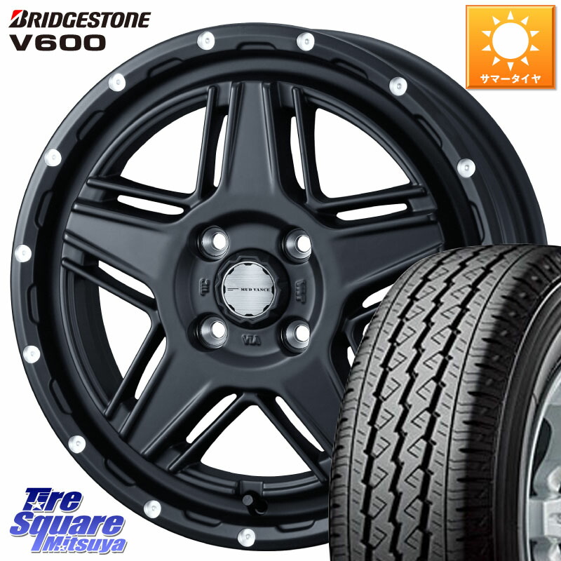 WEDS 40529 マッドヴァンス MUD VANCE 07 BK 14インチ 14 X 4.5J +45 4穴 100 ブリヂストン V600 サマータイヤ 155/80R14 88*86 ハイゼット アゲトラCustom車用※軽自動車専用ホイール※