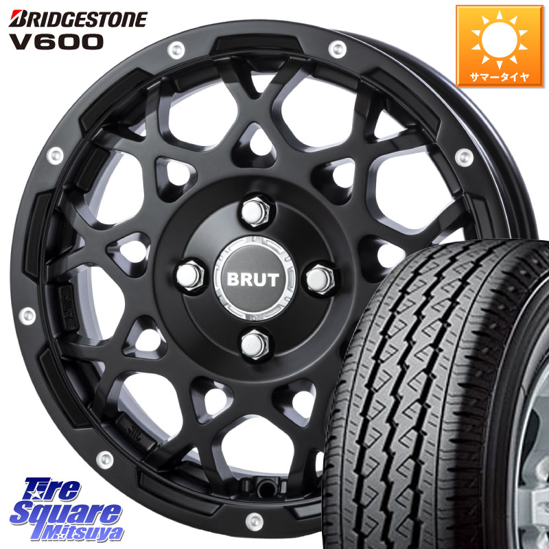 BRUT ブルート BR-55 BR55 ミルドサティンブラック 14インチ 14 X 5.0J(JWL-T) +35 4穴 100 ブリヂストン V600 サマータイヤ 155/80R14 88*86 160系サクシード プロボックス バン