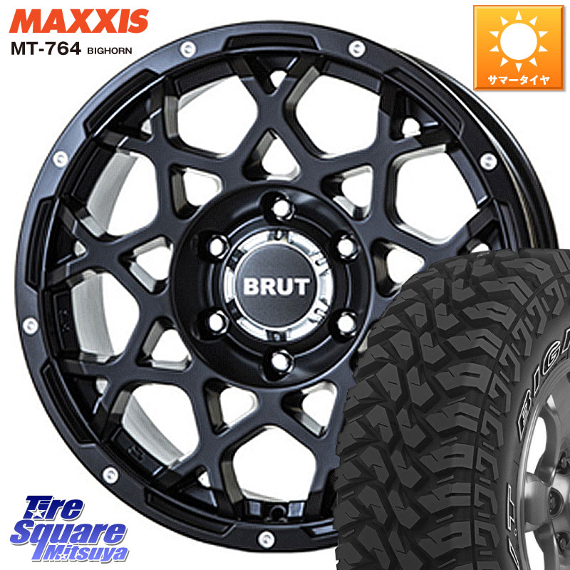 MAXXIS MT-764 BIGHORN アウトラインホワイトレター 225/75R16BRUT ブルート BR-55 BR55 ミルドサテンブラック ホイール 16インチ 16X6.5J 35 5穴 114.3 RAV4 50系 デリカD:5 D5 カスタムサイズ|タイヤスクエアミツヤ