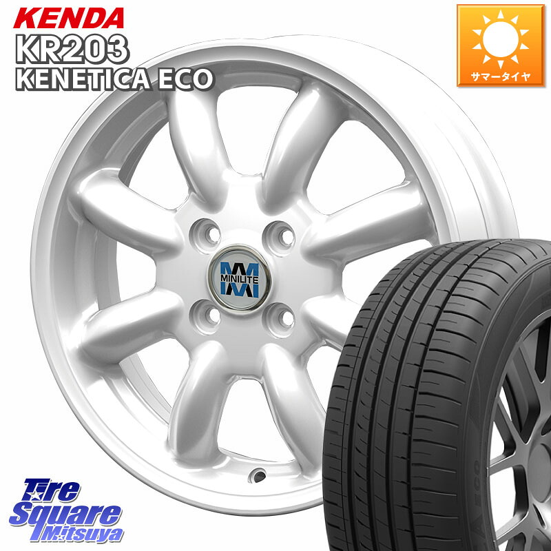 KOSEI MINILITE ホワイト ホイール 14インチ ミニライト 14 X 4.5J +45 4穴 100 KENDA ケンダ KENETICA ECO KR203 サマータイヤ 155/55R14