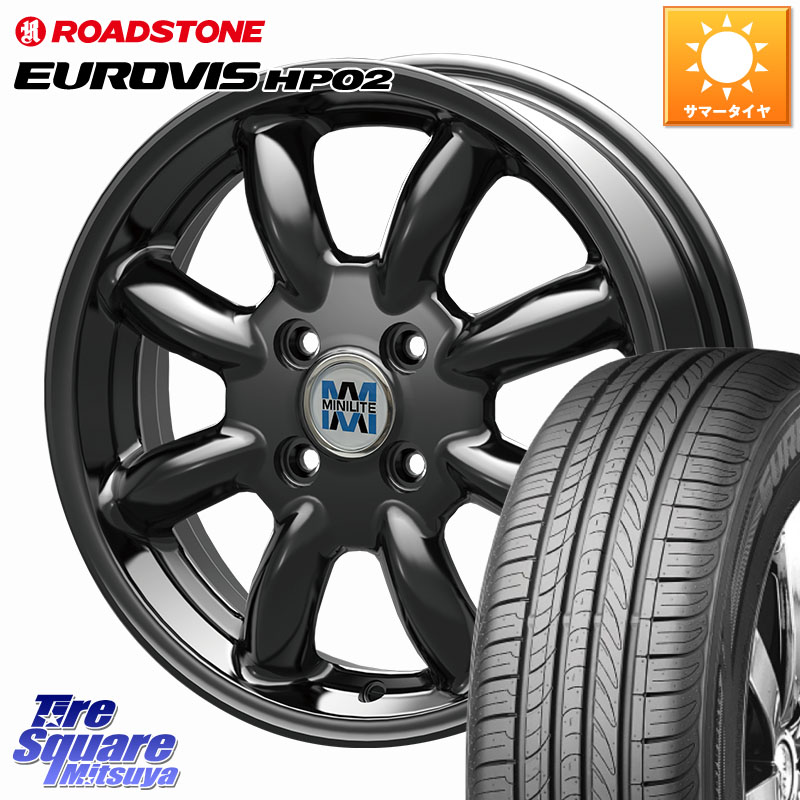 ROADSTONE ロードストーン EUROVIS HP02 サマータイヤ 165/70R14KOSEI MINILITE ブラック ホイール 14インチ ミニライト 14X5.0J 40 4穴 100 アクア パッソ｜タイヤスクエアミツヤ