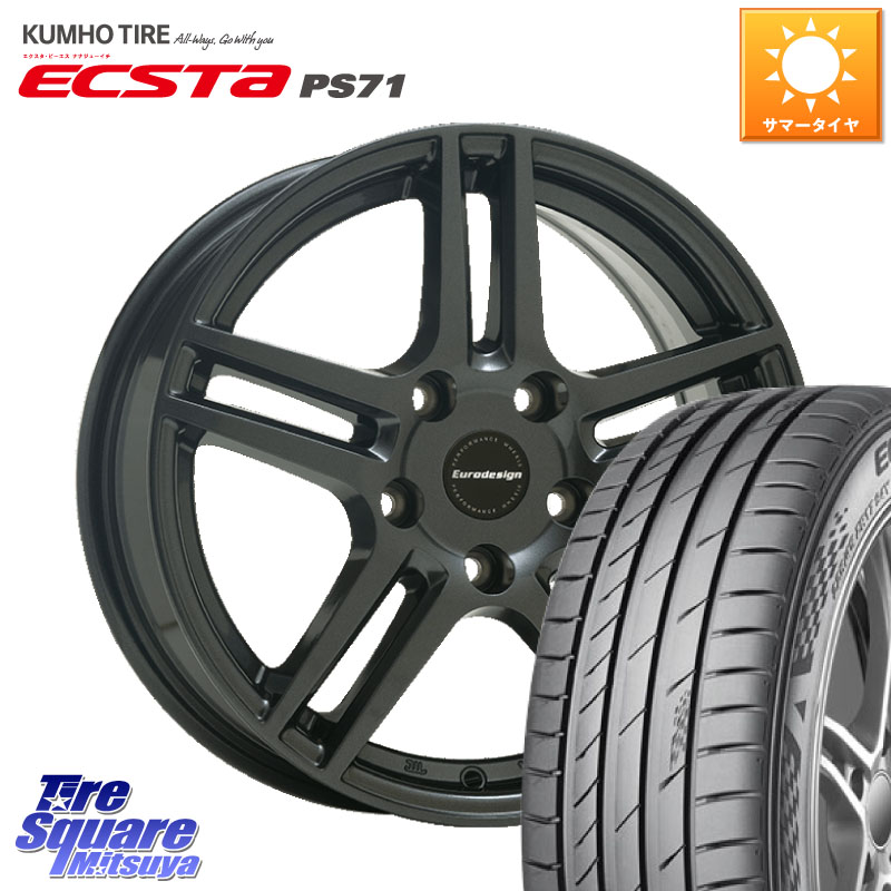 阿部商会 Eurodesign EIGER ホイール 17インチ 17 X 7.0J(RENAUT MEGANE BB KBM) +45 5穴 114.3 KUMHO ECSTA PS71 エクスタ サマータイヤ 225/45R17 ルノー メガーヌ4 GT・インテンス等(R.S除く)