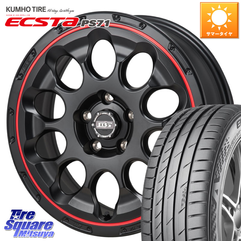 Japan三陽 ボトムガルシア CHRONO クロノ BKRED 17 X 7.0J +45 5穴 114.3 KUMHO ECSTA PS71 エクスタ サマータイヤ 205/55R17 90系ノア ヴォクシー P15キックス RP6～8ステップワゴン MAZDA3
