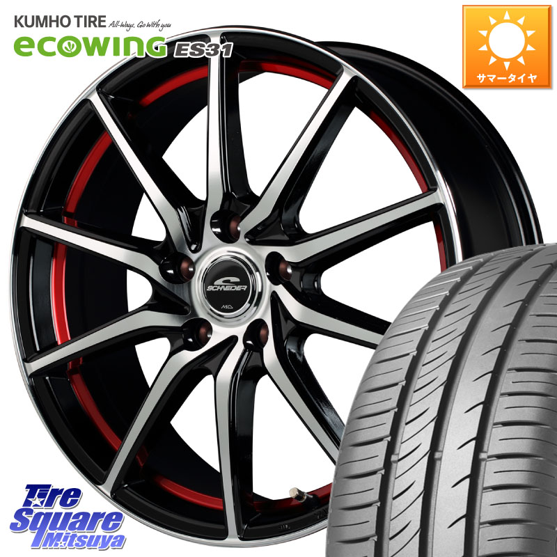 MANARAY MID SCHNEIDER RX810 レッド ホイール 17インチ 17 X 7.0J +48 5穴 114.3 KUMHO ecoWING ES31 エコウィング サマータイヤ 195/60R17 60系プリウス
