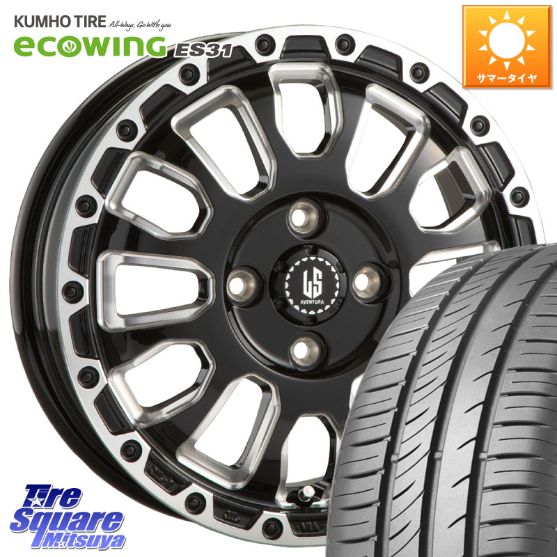 阿部商会 LA STRADA AVENTURA アヴェンチュラ 16インチ 16 X 6.0J +40 4穴 100 KUMHO ecoWING ES31 エコウィング サマータイヤ 195/60R16 E13オーラ