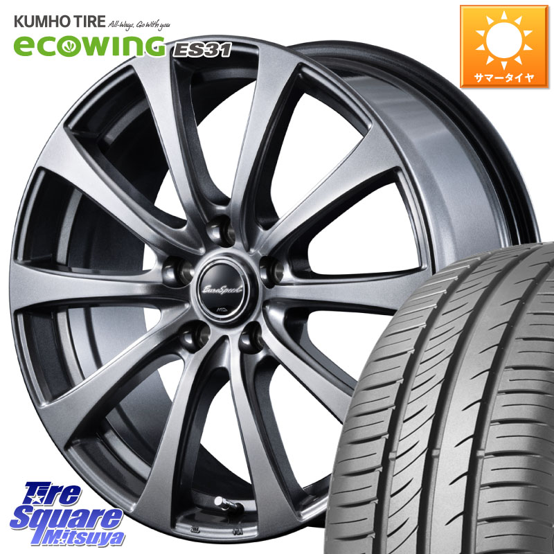 KUMHO ecoWING ES31 エコウィング サマータイヤ 195/65R16MANARAY MID EuroSpeed G10 在庫● ホイール 16インチ 16X6.5J 38 5穴 114.3 60系プリウス|タイヤスクエアミツヤ