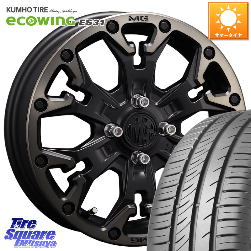 CRIMSON MG GOLEM Jr ホイール 16インチ 16 X 6.0J +38 4穴 100 KUMHO ecoWING ES31 エコウィング サマータイヤ 195/60R16 E13オーラ