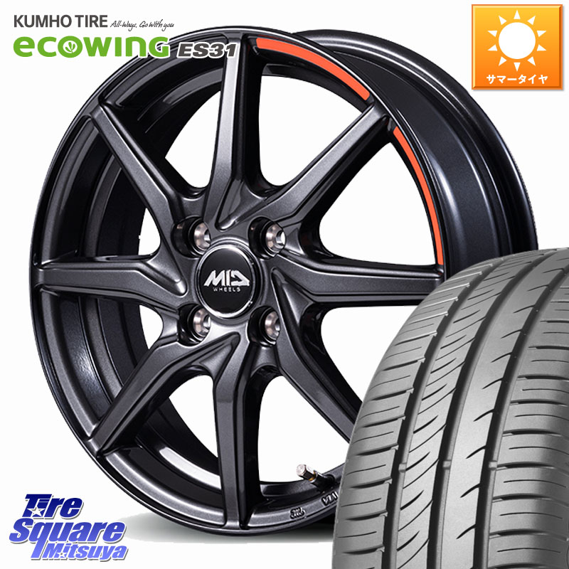 MANARAY MID RX810 ACTIVE BLACK ホイール 15インチ 15 X 6.0J +45 5穴 100 KUMHO ecoWING ES31 エコウィング サマータイヤ 185/65R15 10系シエンタ