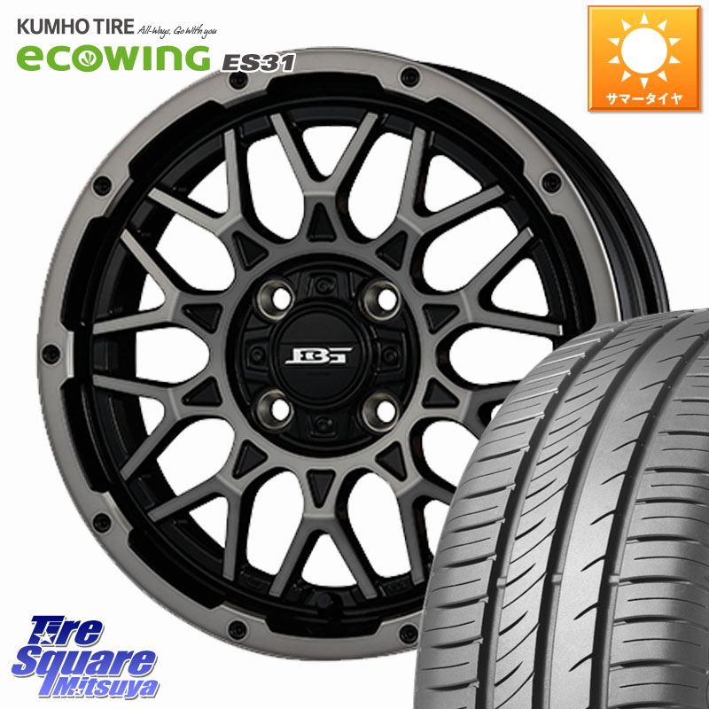 KOSEI BOTTOMGARCIA SHADOWBAHT ホイール 14インチ 14 X 4.5J +45 4穴 100 KUMHO ecoWING ES31 エコウィング サマータイヤ 155/65R14 N-BOX デリカミニ2WD タント スペーシア サクラ ハイゼット アゲトラCustom車用※軽自動車専用ホイール※