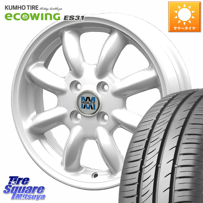 KUMHO ecoWING ES31 エコウィング サマータイヤ 165/60R14KOSEI MINILITE ホワイト ホイール 14インチ ミニライト 14X4.5J 45 4穴 100 エブリイ ワゴン｜タイヤスクエアミツヤ