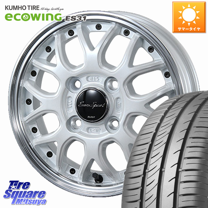 BLEST EuroSport Type815 軽自動車専用 ホイール 15インチ 15 X 5.0J +45 4穴 100 KUMHO ecoWING ES31 エコウィング サマータイヤ 165/65R15 ダイハツTAFT Mx27/37/47Sソリオ・デリカD2 MAx6S系ソリオ