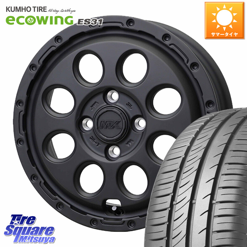 KUMHO ecoWING ES31 エコウィング サマータイヤ 165/70R14HotStuff MAD CROSS RECON マッドクロス リーコン ホイール 14インチ 14X5.0J 35 4穴 100 パッソ|タイヤスクエアミツヤ