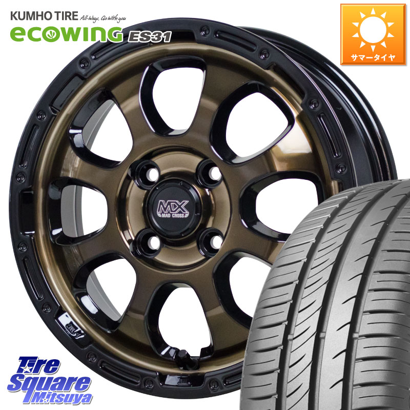 KUMHO ecoWING ES31 エコウィング サマータイヤ 185/60R16HotStuff マッドクロス GRACE グレイス BR 4H ホイール 16インチ 16X6.0J 42 4穴 100 アクアクロスオーバー FITクロスター MAZDA2 マツダ2(デミオ)|タイヤスクエアミツヤ