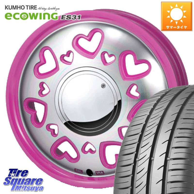 MONZA K Quty キューティー ホイール 14インチ 14 X 4.5J +43 4穴 100 KUMHO ecoWING ES31 エコウィング サマータイヤ 155/65R14 N-BOX タント スペーシア サクラ ハイゼット アゲトラCustom車用※軽自動車専用ホイール※ 51,606円