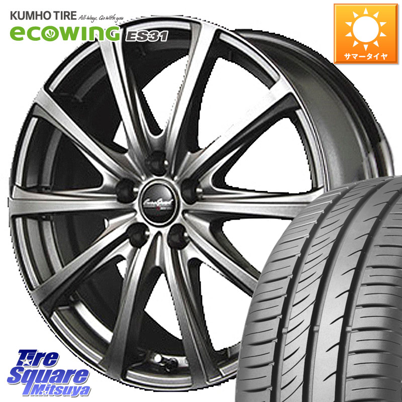 MANARAY ユーロスピード V25 平座仕様(トヨタ車専用) 16インチ MID EuroSpeed 16 X 6.5J +37 5穴 114.3 KUMHO ecoWING ES31 エコウィング サマータイヤ 215/60R16