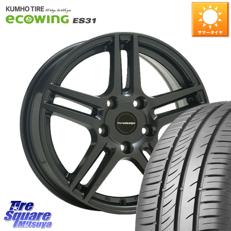 阿部商会 Eurodesign EIGER ホイール 16インチ 16 X 6.5J(REN KANGOO KF) +40 5穴 114.3 KUMHO ecoWING ES31 エコウィング サマータイヤ 205/60R16 ルノー カングー3 KF系