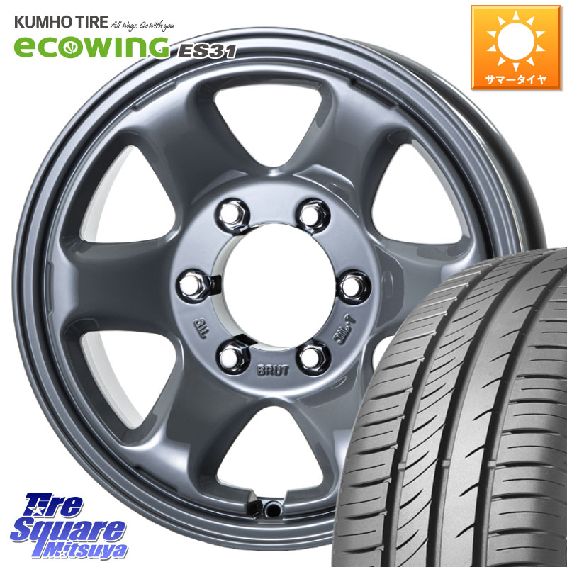 KUMHO ecoWING ES31 エコウィング サマータイヤ 215/65R16BRUT ブルート BR-44 BR44 ホイール 16インチ 16X6.5J 25 6穴 139.7｜タイヤスクエアミツヤ