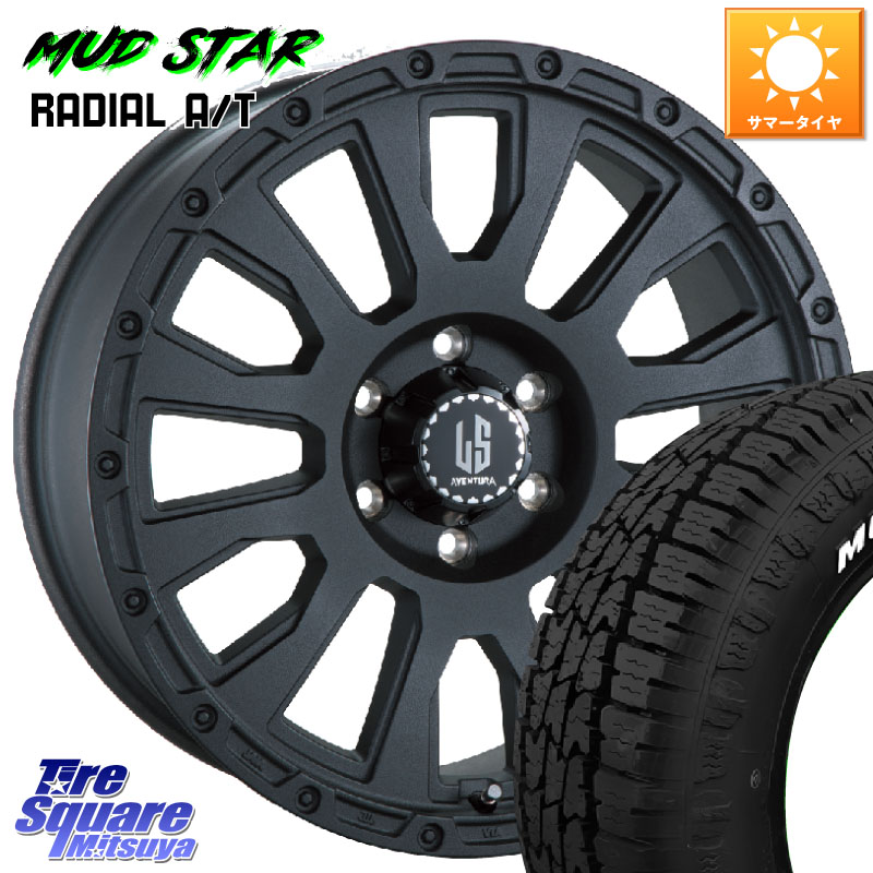 MUDSTAR マッドスターRADIAL AT A/T ホワイトレター 109/107 215/65R16 109*107阿部商会 LA STRADA AVENTURA アヴェンチュラ BK 16インチ 16X6.5J 38 6穴 139.7 200系ハイエース｜タイヤスクエアミツヤ