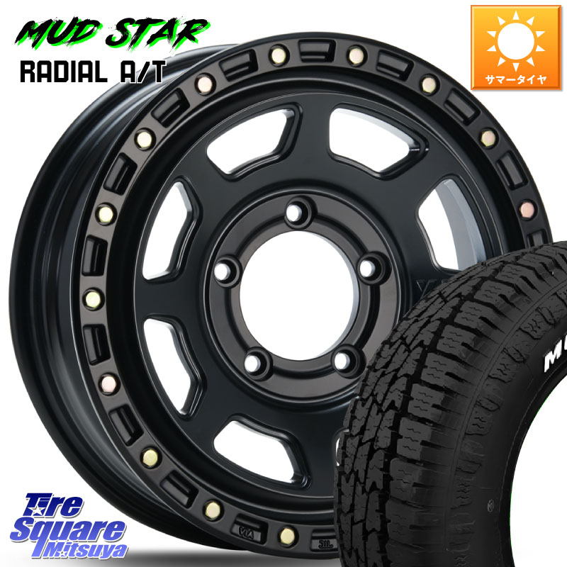 MUDSTAR マッドスターRADIAL AT A/T ホワイトレター 109/107 215/65R16 109*107MLJ XJ07 XTREME-J BK JIMNY エクストリームJ ※インセット-5 ホイール 16インチ 16X6.0J 0 5穴 139.7 ジムニー専用(要オーバーフェンダー等) ジムニ&minus;シエラ/ノマド(カスタム) AZオフロー｜タイヤスクエアミツヤ