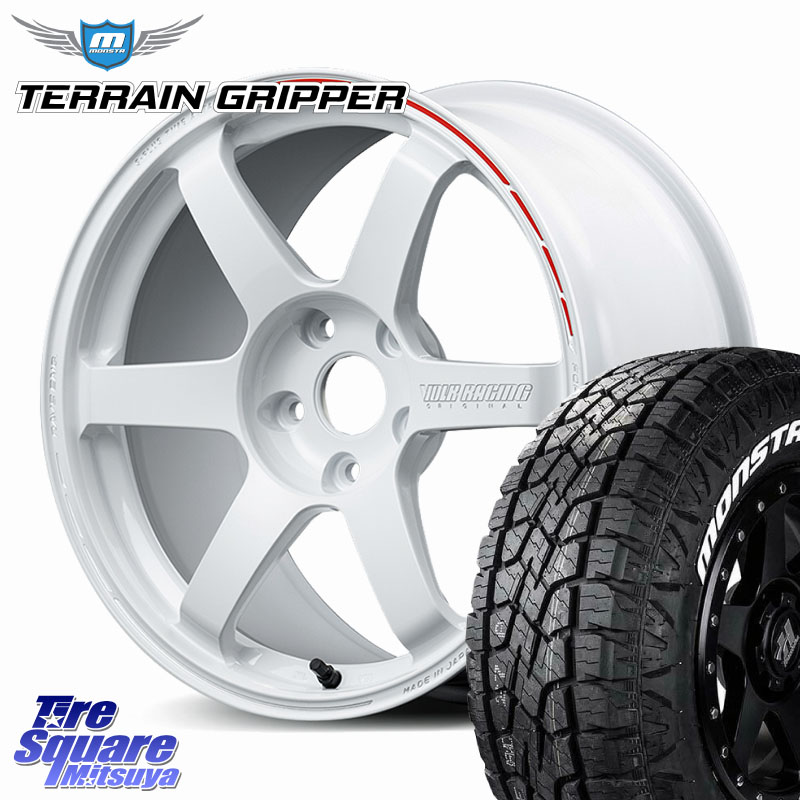 RAYS 【欠品次回10~11月】 TE37 SAGA S-plus TIME ATTACK EDITION VOLK RACING 鍛造 ホイール 17インチ 17 X 7.5J +45 5穴 114.3 MONSTA TIRE TERRAIN GRIPPER ALL TERRAIN ホワイトレター 225/65R17 80系ハリアー T32エクストレイル CX-5 CX-8 BT5レガシィアウトバック
