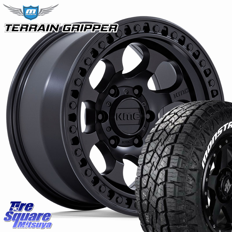 KMC KM550 RIOT SBL ホイール 18インチ 18 X 9.0J +18 6穴 139.7 MONSTA TIRE TERRAIN GRIPPER ALL TERRAIN ホワイトレター 265/60R18 トライトンGSR