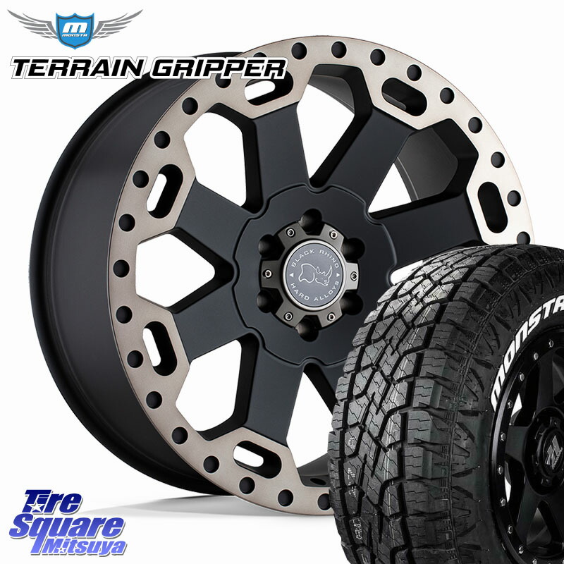 BLACK RHINO WARLORD ウォーロード ホイール 18インチ ブラックライノ 18 X 8.0J +35 6穴 139.7 MONSTA TIRE TERRAIN GRIPPER ALL TERRAIN ホワイトレター 265/60R18 トライトンGSR