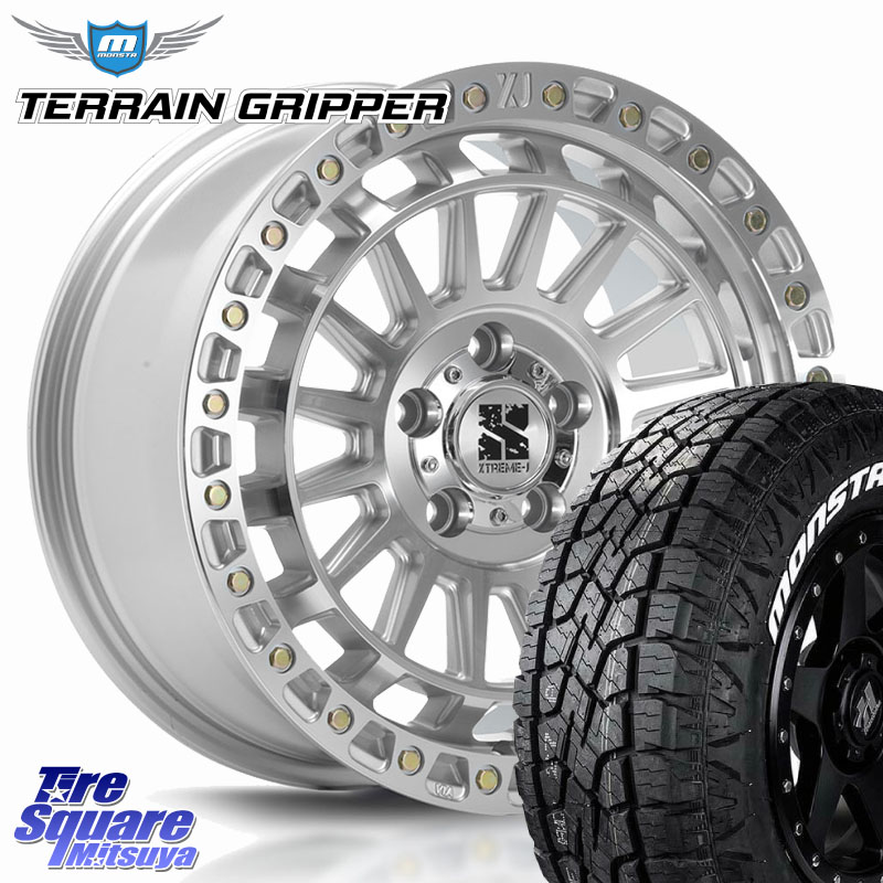 MONSTA TIRE TERRAIN GRIPPER ALL TERRAIN ホワイトレター 285/70R17MLJ XJ08 XTREME-J ホイール 17インチ 17X7.5J 40 5穴 127 クライスラー ジープ ラングラー JK系 クライスラー ジープ ラングラー JL系|タイヤスクエアミツヤ