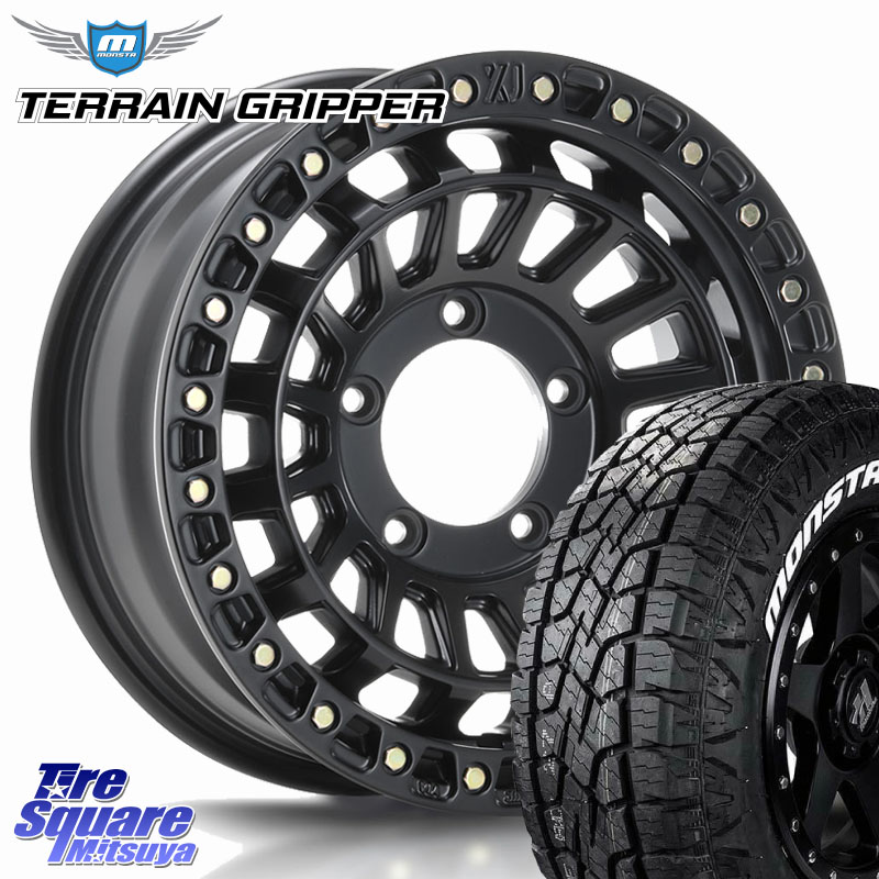 MONSTA TIRE TERRAIN GRIPPER ALL TERRAIN ホワイトレター 175/80R16MLJ XJ08 XTREME-J ※インセット-5 ホイール 16インチ 16X6.0J 0 5穴 139.7 ジムニー専用(要オーバーフェンダー等) AZオフロード カスタムサイズ｜タイヤスクエアミツヤ