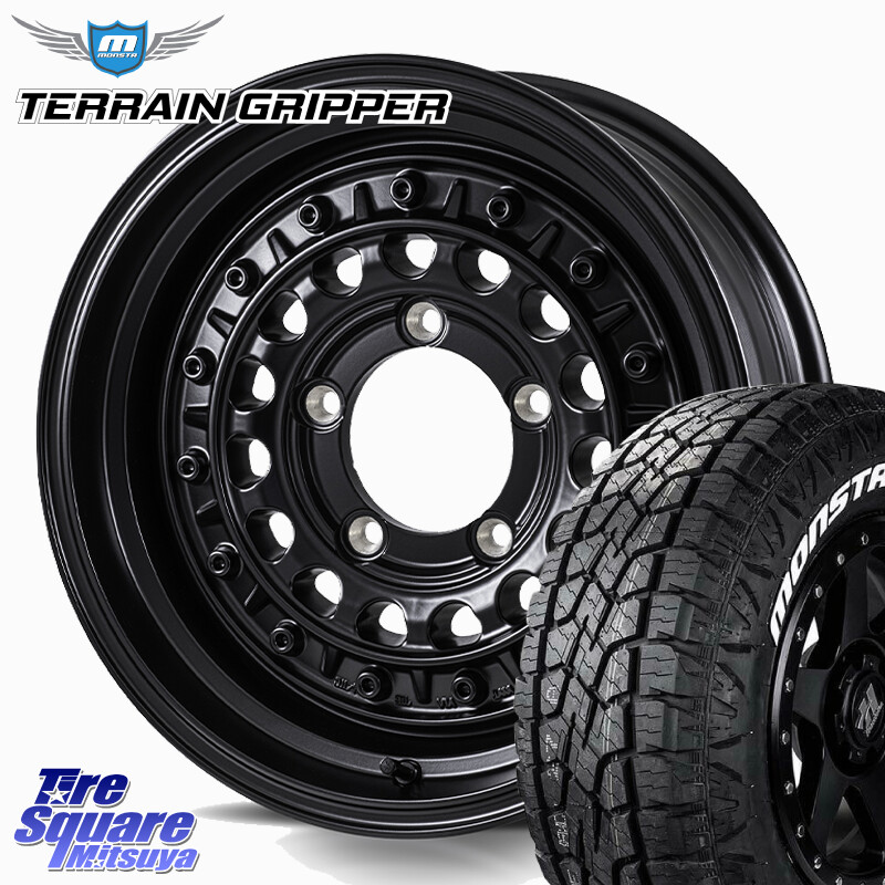 MONSTA TIRE TERRAIN GRIPPER ALL TERRAIN ホワイトレター 175/80R16MONZA HI-BLOCK TARMOR ※インセット-5 ホイール 16インチ 16X6.0J 0 5穴 139.7 ジムニー専用(要オーバーフェンダー等) AZオフロード カスタムサイズ|タイヤスクエアミツヤ