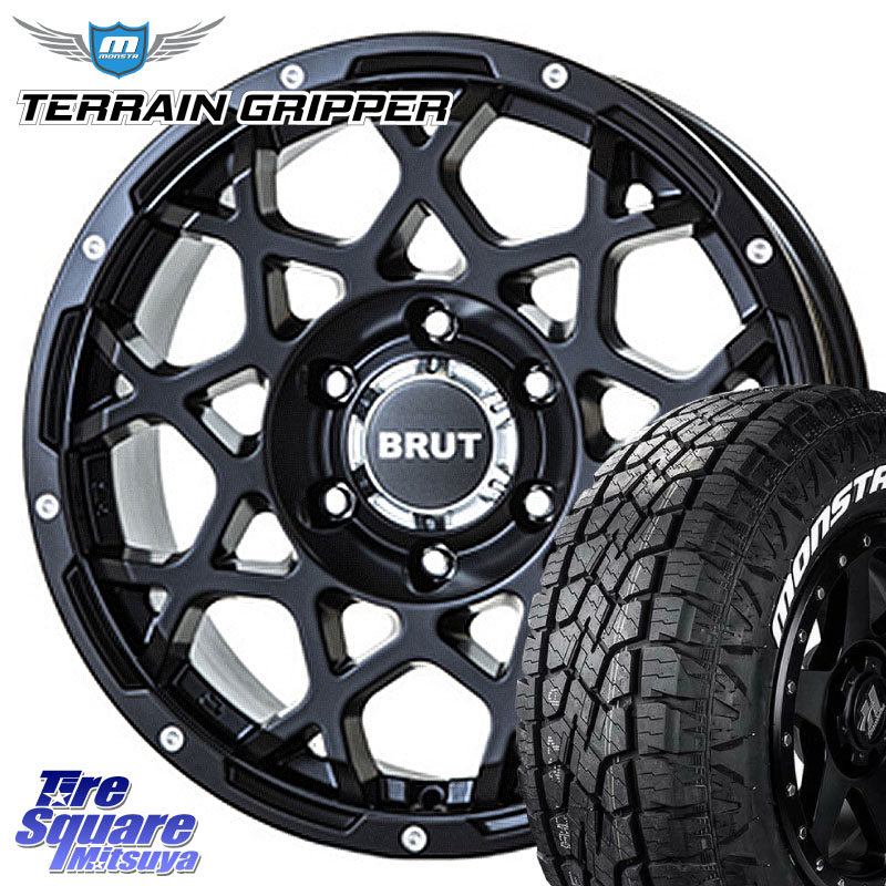 MONSTA TIRE TERRAIN GRIPPER ALL TERRAIN ホワイトレター 285/65R18BRUT ブルート BR-55 BR55 ミルドサテンブラック ホイール 18インチ 18X8.0J 43 5穴 127 クライスラー ジープ ラングラー JK系 クライスラー ジープ ラングラー JL系|タイヤスクエアミツヤ