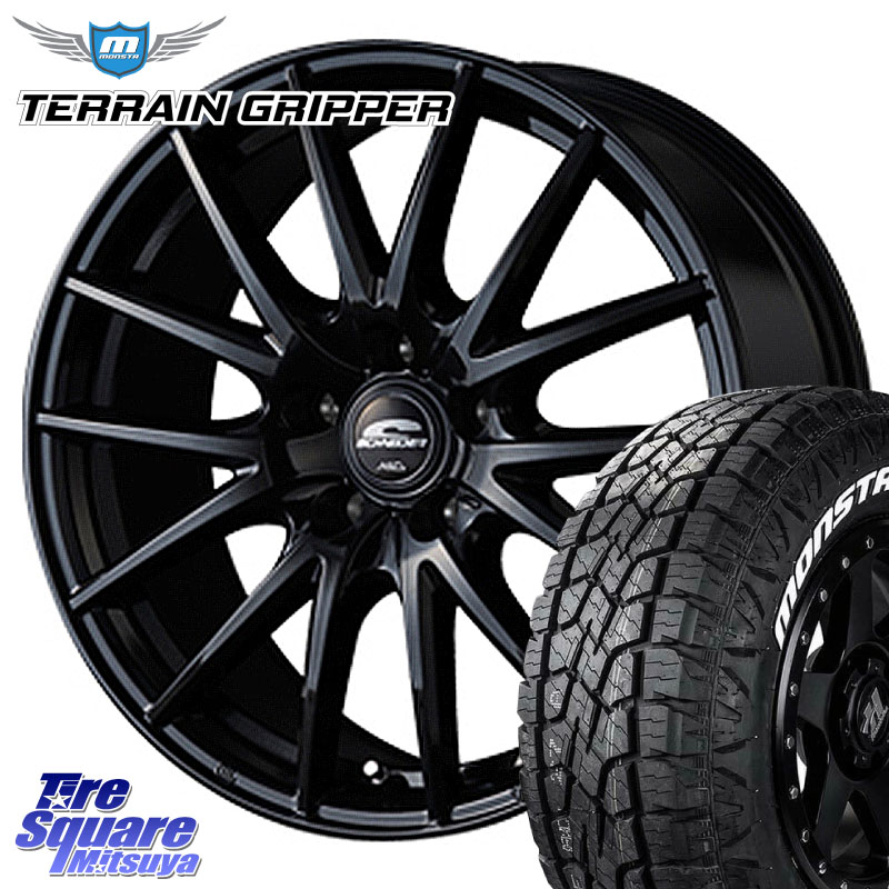MANARAY MID SCHNEIDER SQ27 ブラック ホイール 17インチ 17 X 7.0J +48 5穴 114.3 MONSTA TIRE TERRAIN GRIPPER ALL TERRAIN ホワイトレター 225/65R17 T32エクストレイル CX-5 CX-8 BT5レガシィアウトバック