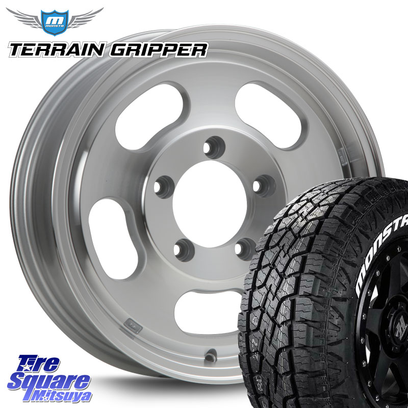 MONSTA TIRE TERRAIN GRIPPER ALL TERRAIN ホワイトレター 175/80R16MLJ XTREME-J D SLOT D-SLOT Dスロット ポリッシュ ホイール 16インチ 16X5.5J 22 5穴 139.7 ジムニー専用 AZオフロード｜タイヤスクエアミツヤ