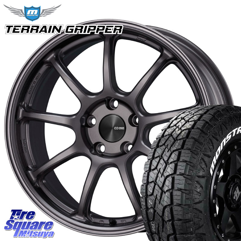 ENKEI PerformanceLine PF09 ホイール 4本 18インチ 18 X 8.0J +45 5穴 114.3 MONSTA TIRE TERRAIN GRIPPER ALL TERRAIN ホワイトレター 225/55R18 デリカD:5 SL系フォレスター