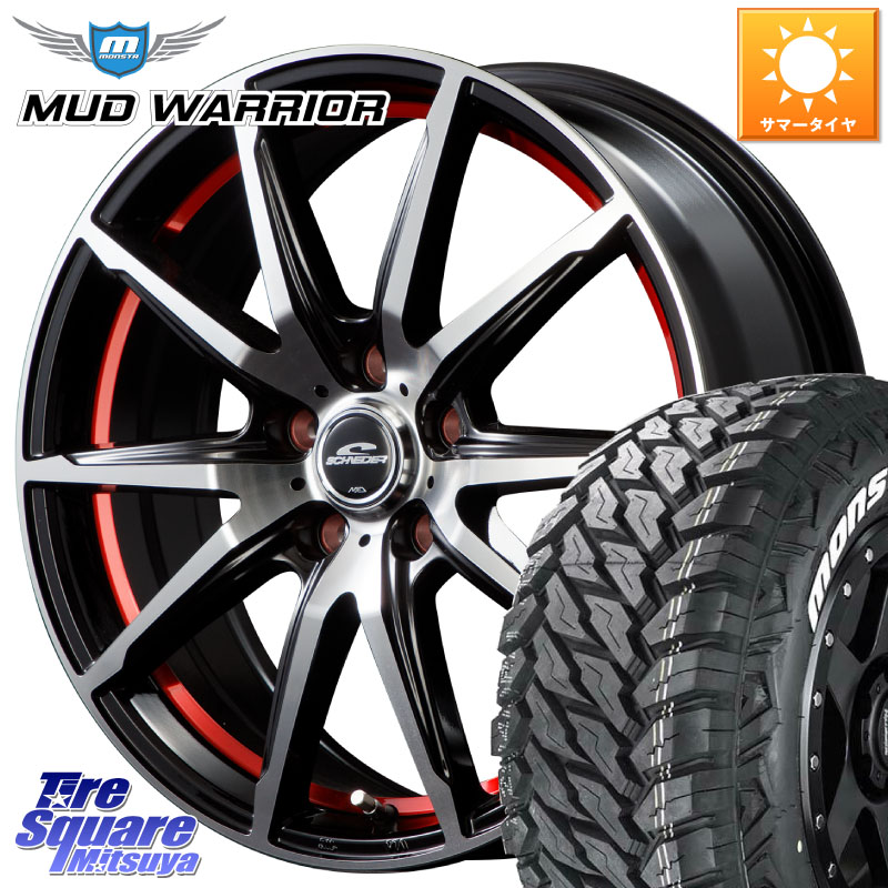 MANARAY MID SCHNEIDER シュナイダー RX02 RED 16インチ 16 X 6.5J +38 5穴 114.3 MONSTA TIRE MUD WARRIOR MT M/T ホワイトレター 215/70R16 デリカD:5